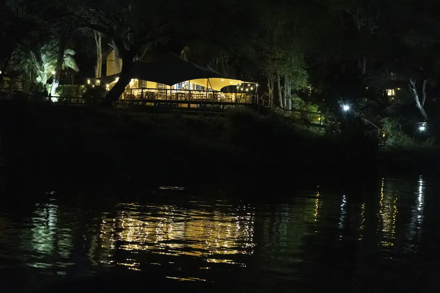 The lodge from the water at&nbsp;night